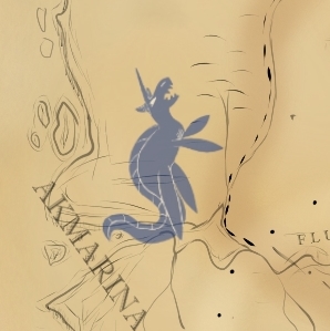 "Akmarina" (Küste, viele Inseln, Klippen), ein blauer Drache ohne Feuer und ohne Flügel, jedoch mit einer langen Rücken-, sowie Brust- und Bauchflossen.