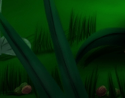 Digitalzeichnung, Comicstil: Links ein Haufen mit drei braunen "Nüssen", rechts eine einzelne, sie liegen im Schatten von Pflanzen