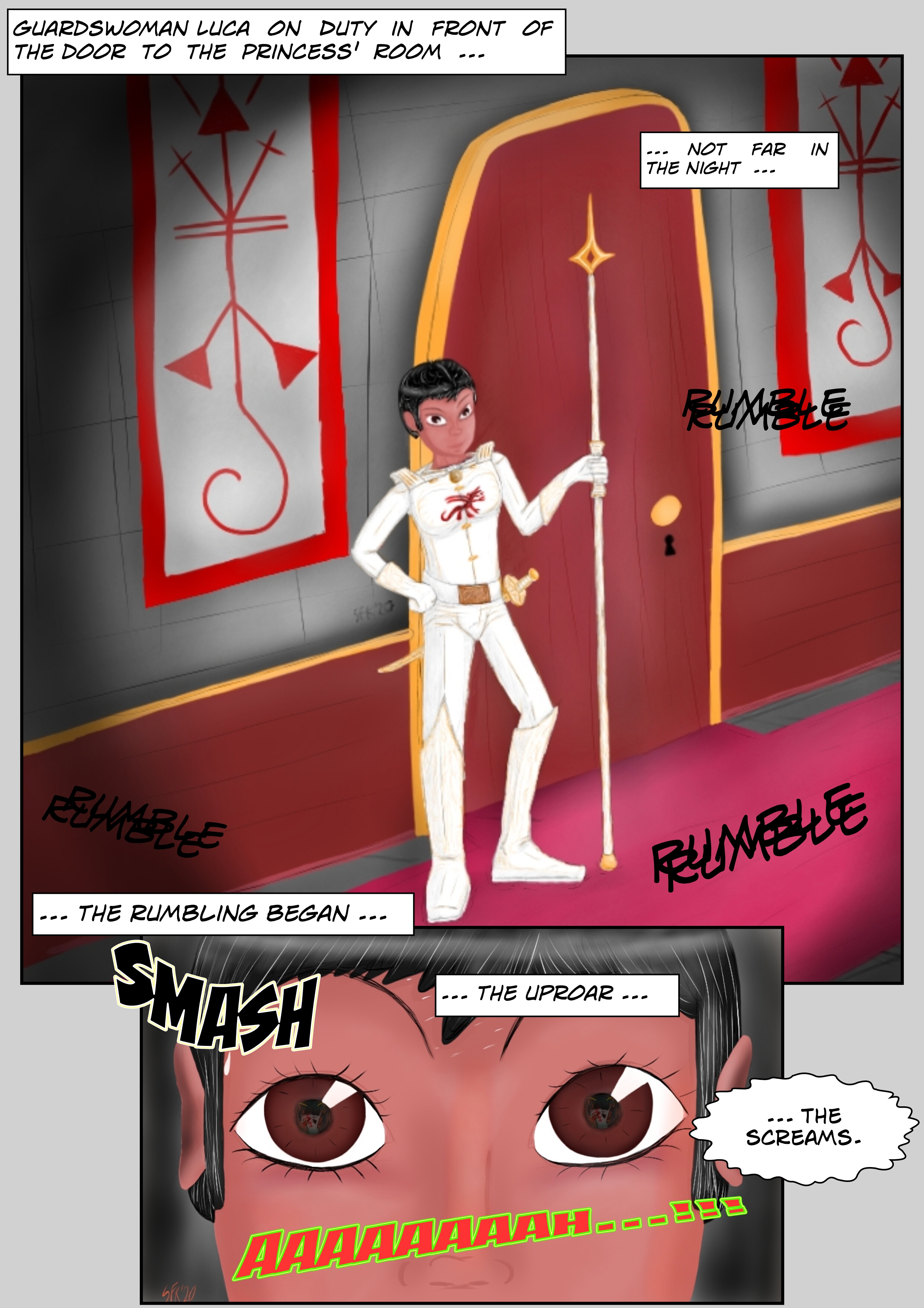 Bilder 2 und 3 der Cedrakon-Geschichte als englischsprachiger Comic zusammengestellt